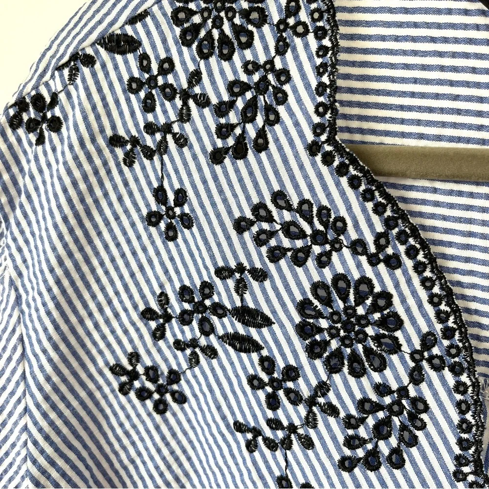 Zara basics, blue and white seersucker blouse, size XS.